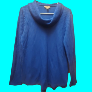 Womens stunning blue size L comfy bue waffle knit/lightweight thermal top